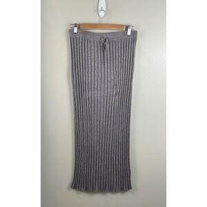 Free People‎ FP Beach Ribbed Knit Midi Skirt Sz Small Gray Coastal Beach Resort